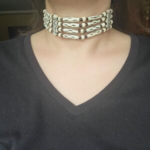 Vintage Handmade Native Beaded Leather Unisex Choker Necklace